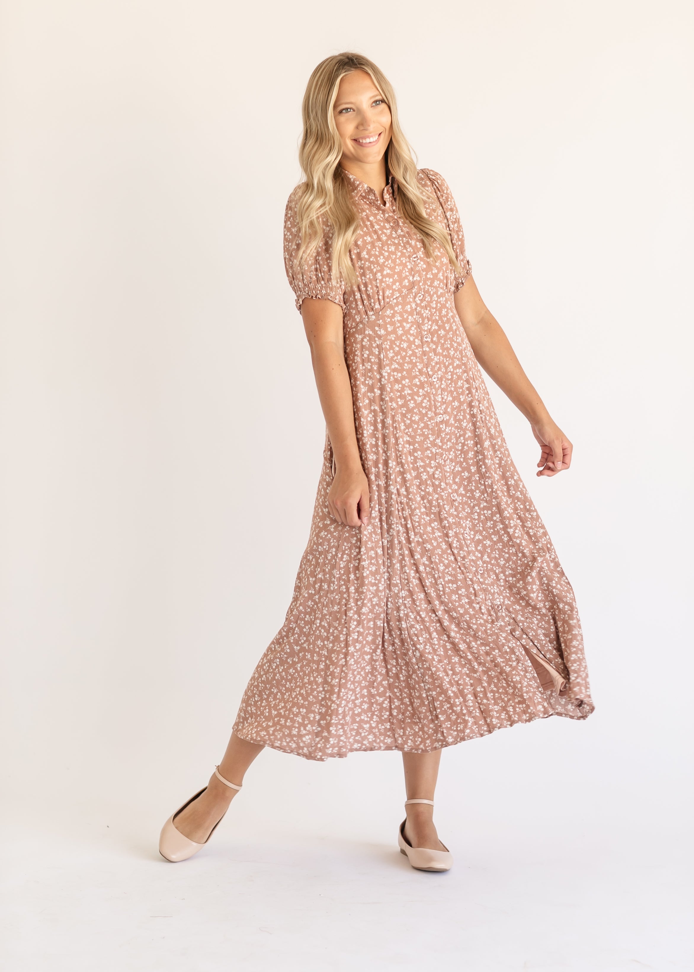 Ruby Button Up Puff Sleeve Maxi Dress