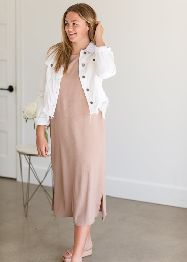 Mauve Shoulder Pad Sleeveless Maxi Dress