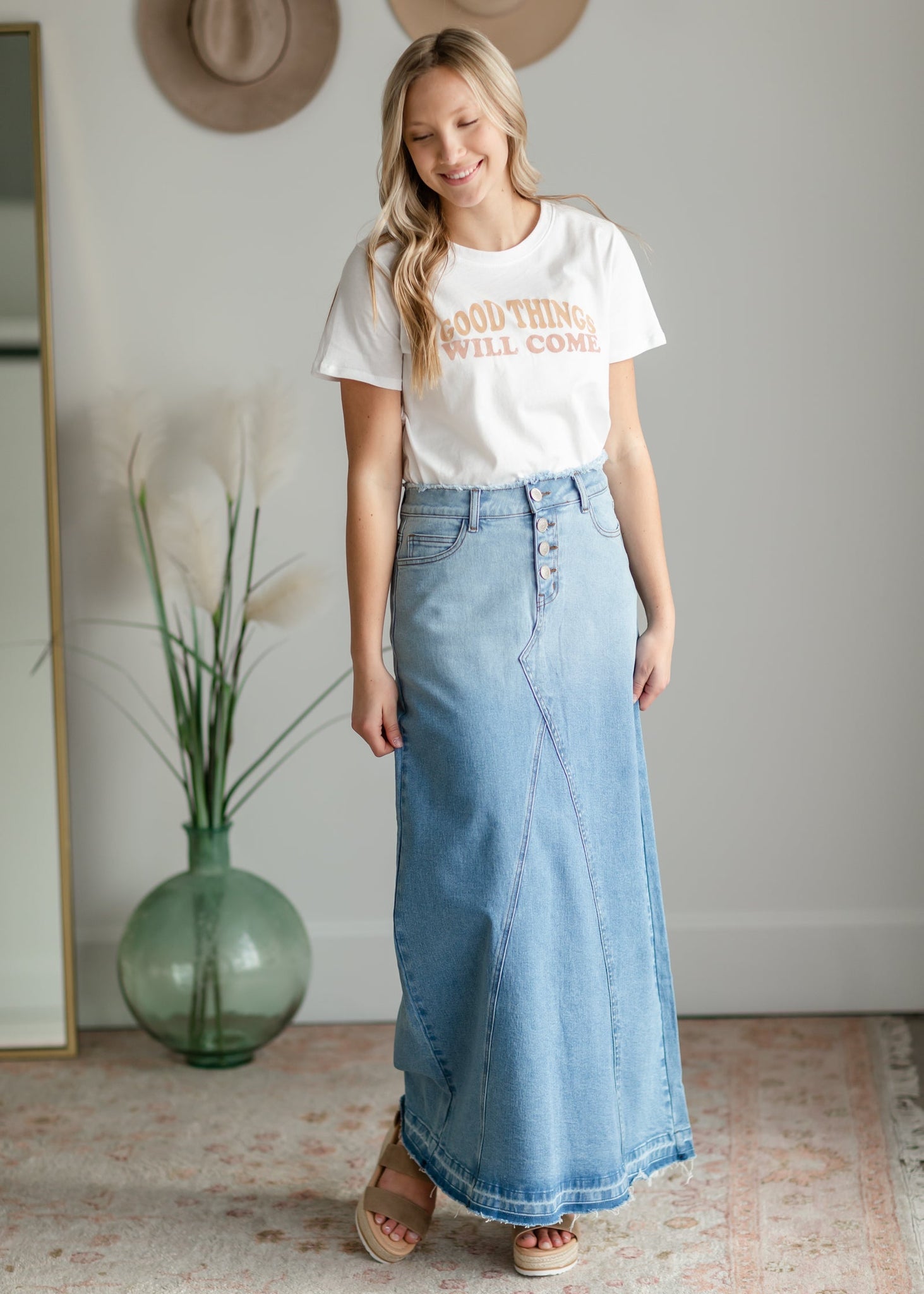 Move Aside Miniskirts—It's All About The Denim Maxi Skirt Now