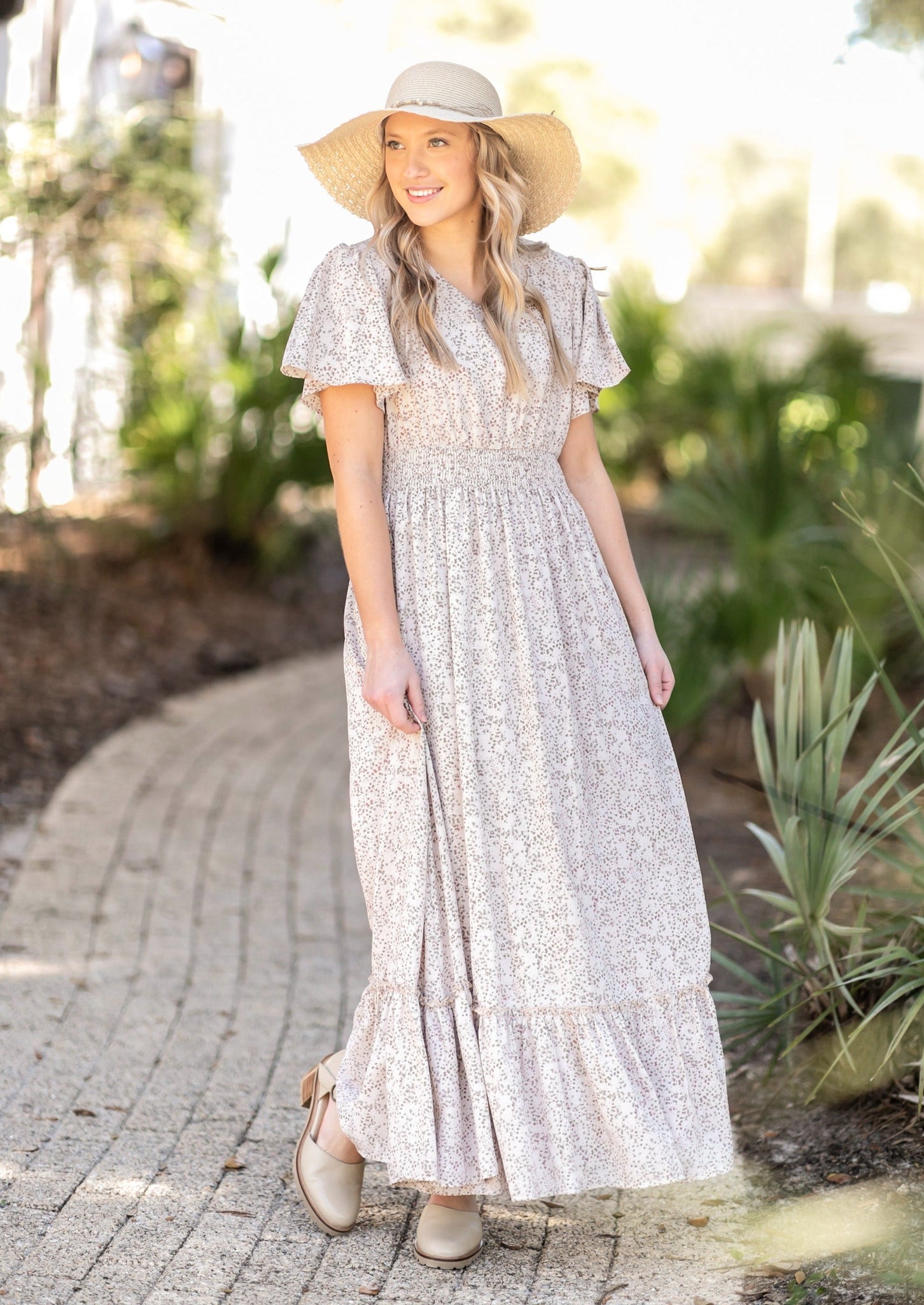 Coming Soon! Isabelle V Neck Flutter Sleeve Floral Maxi Dress | Inherit Co.