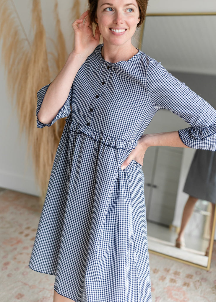 Gingham Ruffle Sleeve Midi Dress - FINAL SALE | Inherit Co.