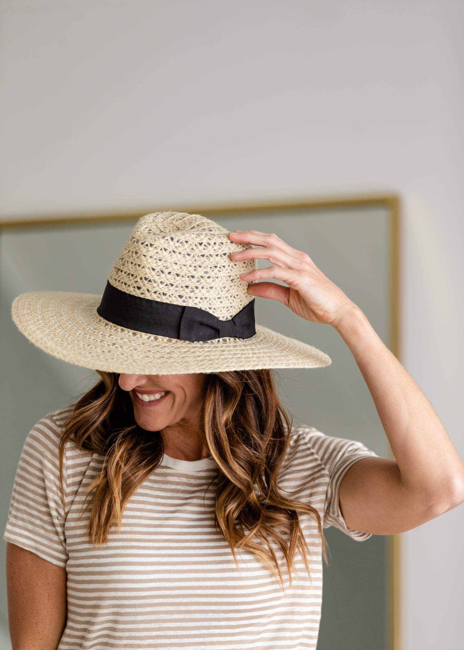 Natural Woven Hat With Ribbon Detail | Inherit Co.