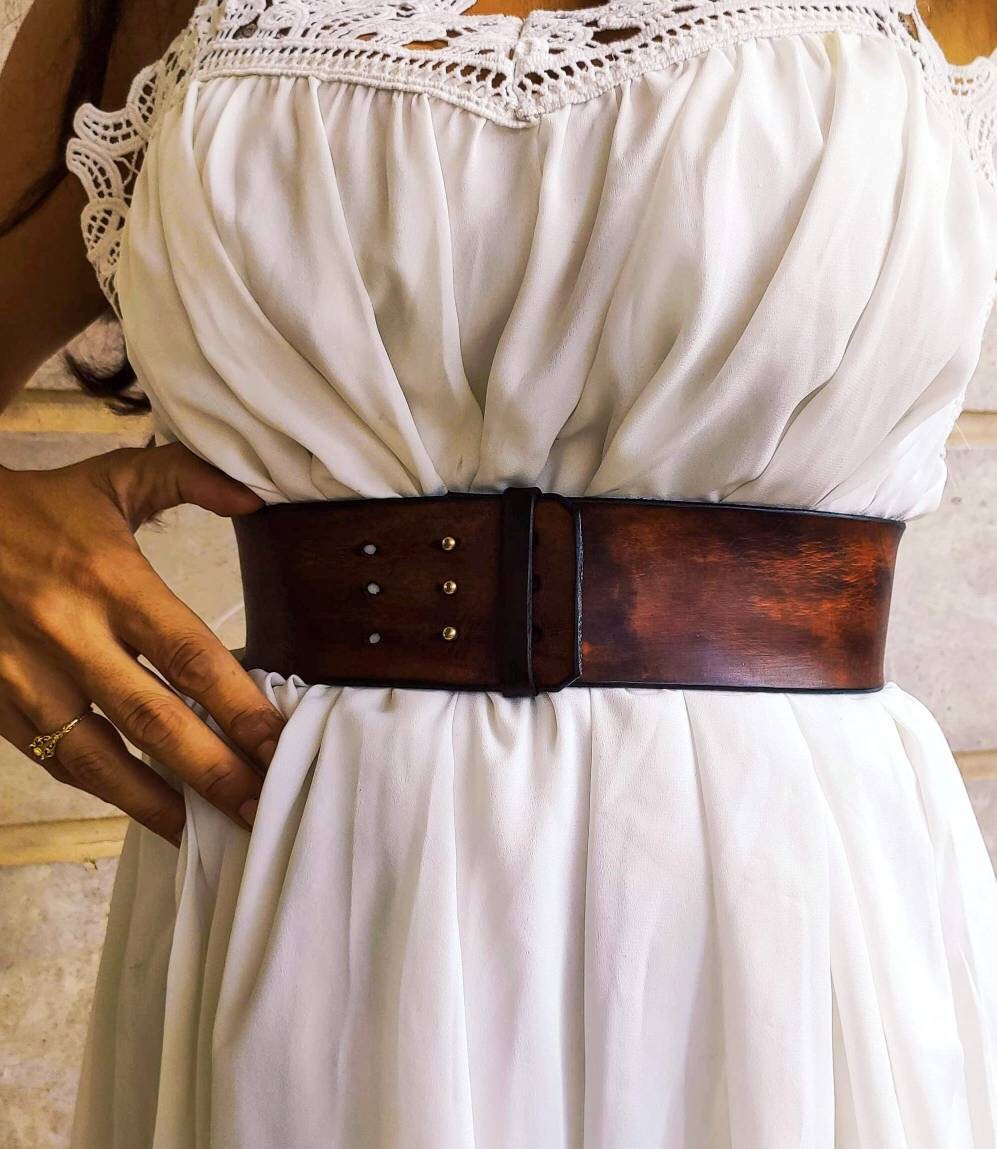 brown leather waist cincher