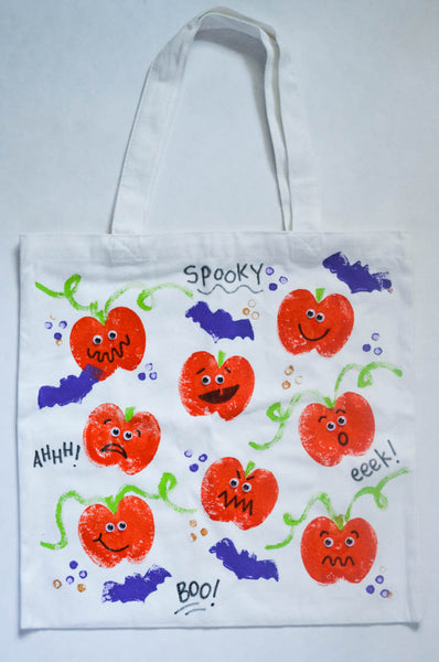 Kid Made Modern Apple-Stamped Pumpkins Tote Bag