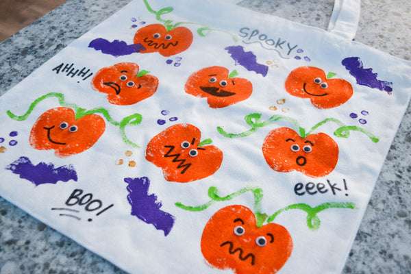 Kid Made Modern Apple-Stamped Pumpkins Tote Bag