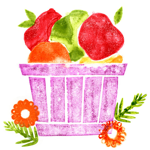 Apple Bushel Printmaking