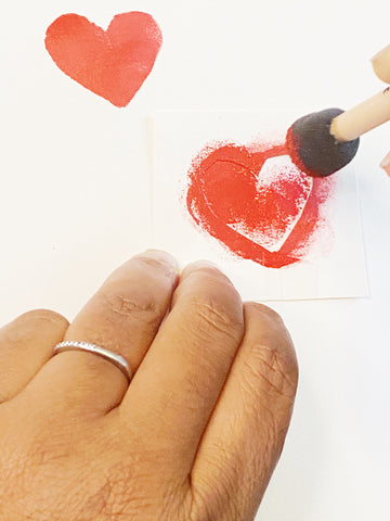 Watercolor Red Heart And Paintbrush