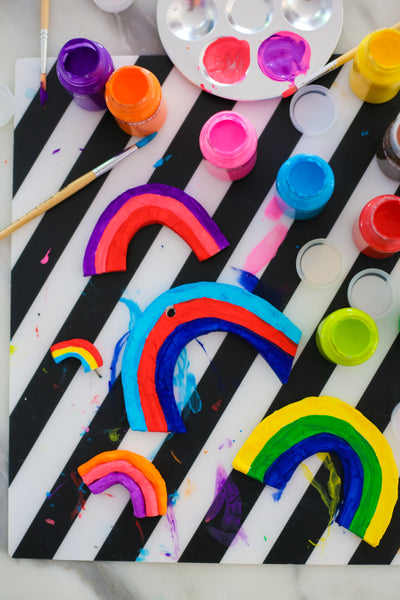 How to paint air dry clay: Make a rainbow trinket dish with us