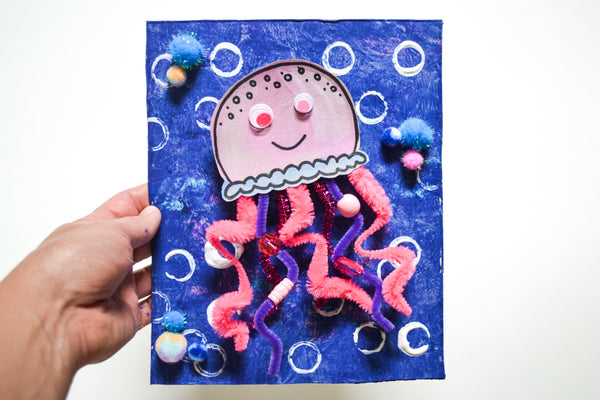 Paper Chalk Art Jellyfish At Ocean