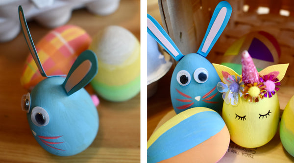 Bunny and Unicorn Painted Easter Eggs