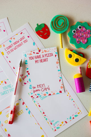 Kid Made Modern Punny Foodie Valentines using Foodie Craft Kit