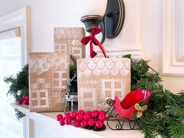 Handmade Modern Holiday House Gift Wrap 