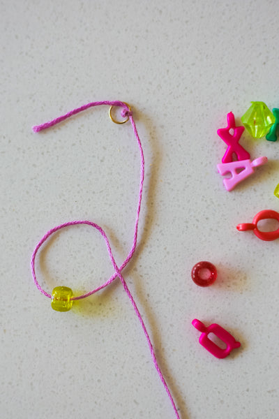 Pink Yarn And With Alphabet For Necklaces