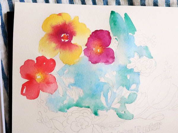 Watercolor Painting Wildflower Easter Bunny DIY