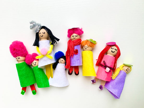 Completed mommy and me peg dolls