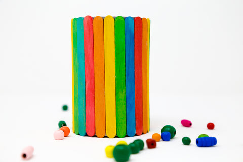 Rainbow Popsicle Stick Pencil Holder DIY - Made with HAPPY