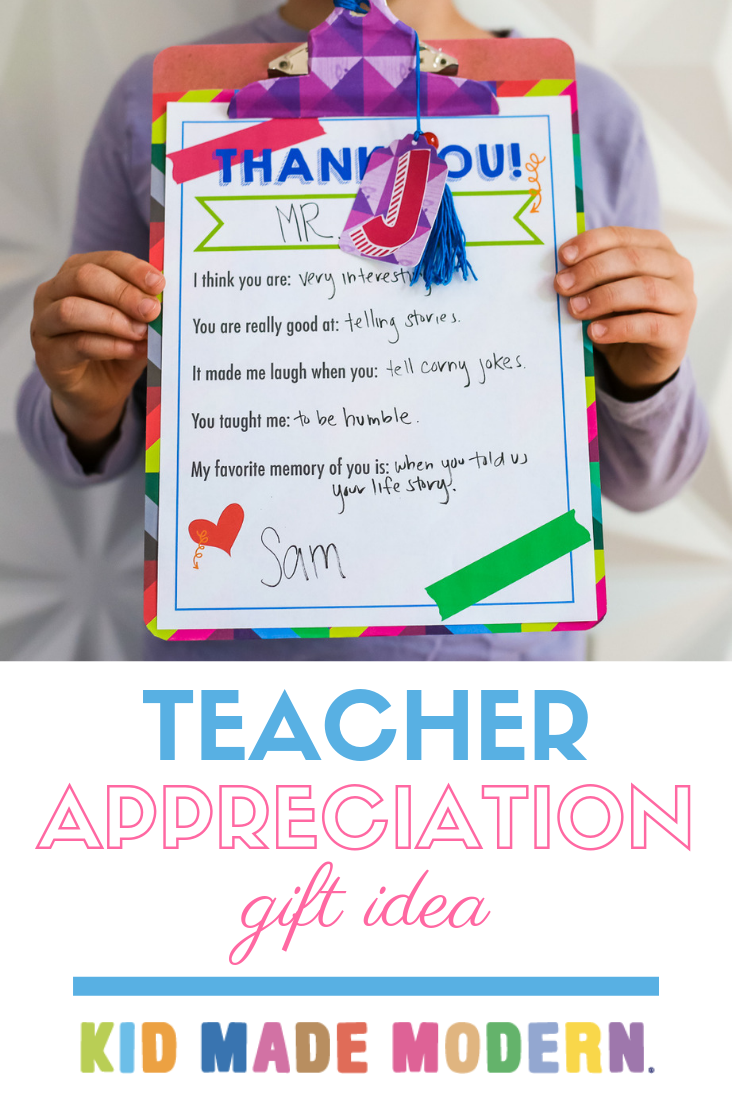 Teacher Appreciation Gift Idea with Kid Made Modern