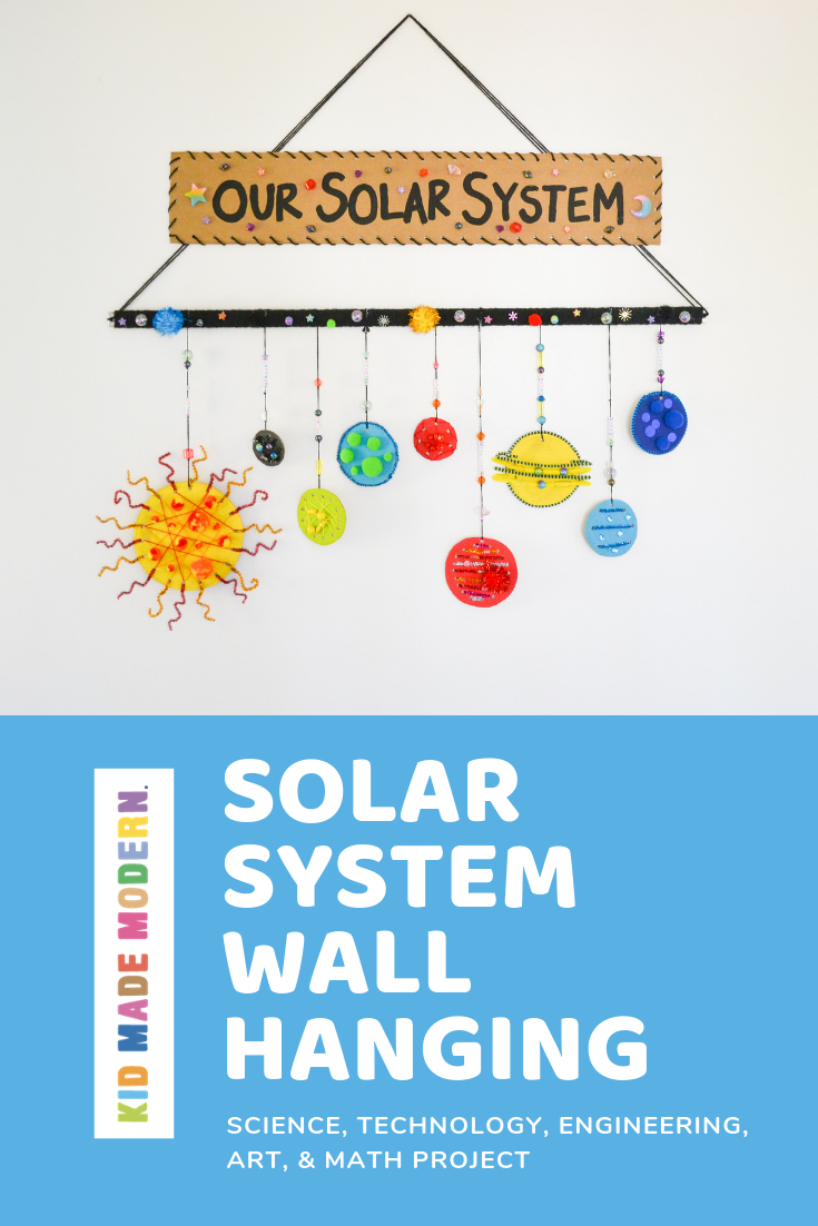 DIY solar system wall hanging by kid made modern