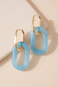 Oval Acetate Link Dangling Earrings  (MULTIPLE COLORS)