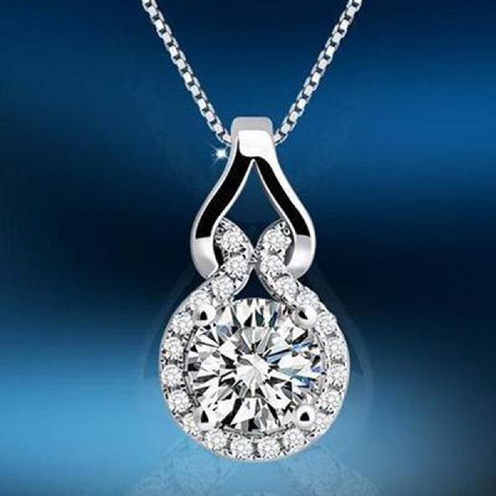 18k White Gold Plated Love Knot Crystal Necklace Made With Swarovski Elements