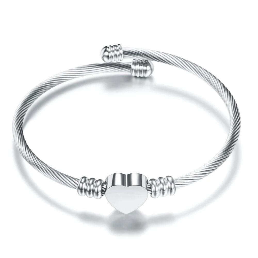 Stainless Steel Heart Bracelet Bangle