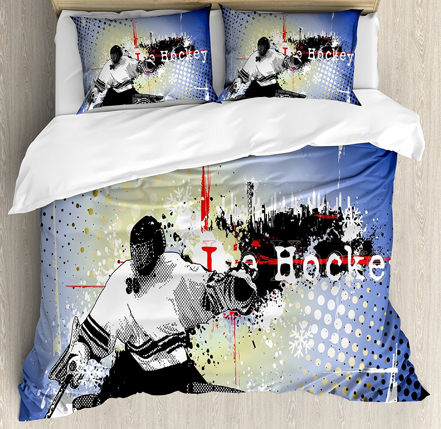 Hockey Goalie Bedding Set Duvet Cover Pillow Cases And Bed Sheet