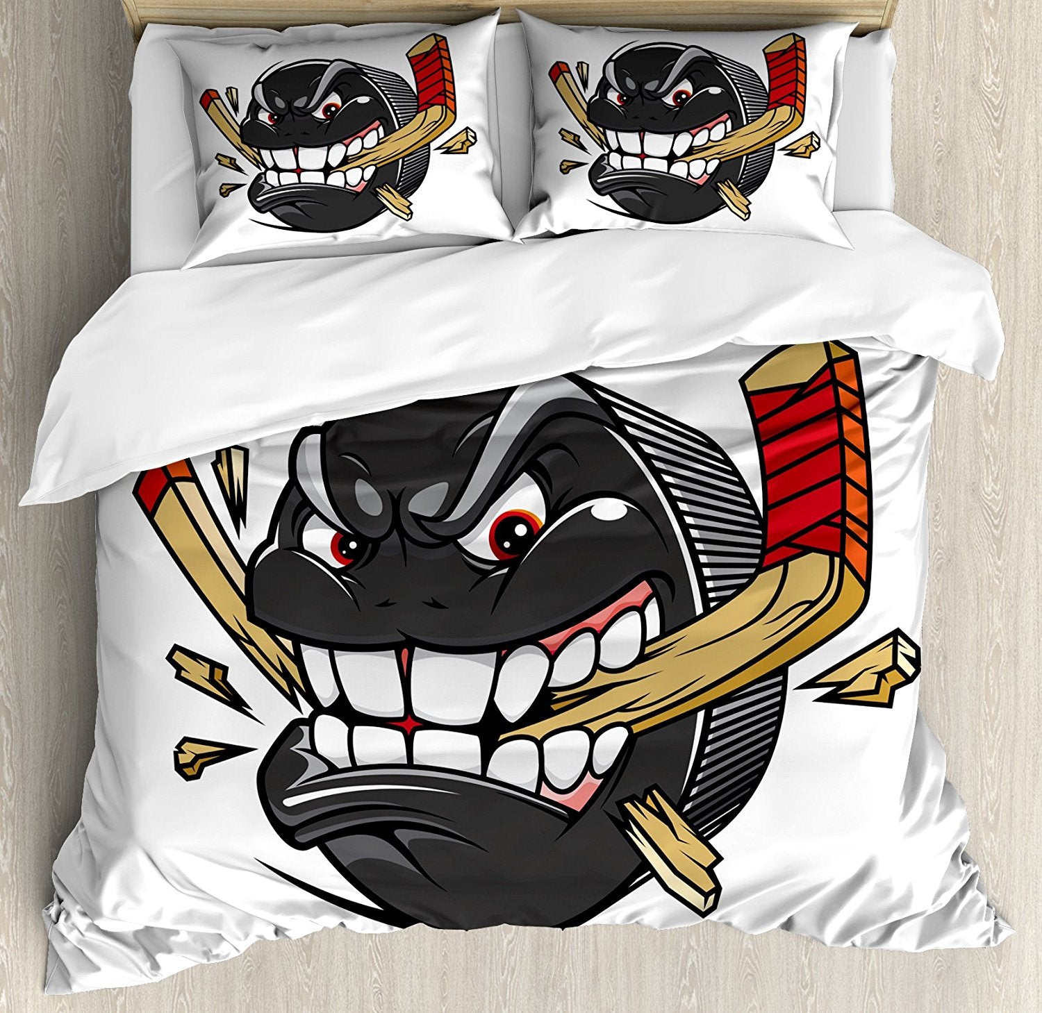 3d Hockey Puck Bedding Set Duvet Cover Pillow Cases And Bed Sheet