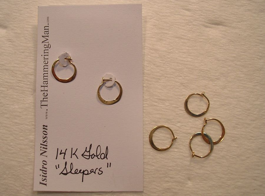 Tiny Sleepers -  Hoop Earrings in Your Color Choice of 14k Solid Gold