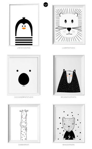 Black and white animal nursery pictures teething jewelry, teething necklace for mom