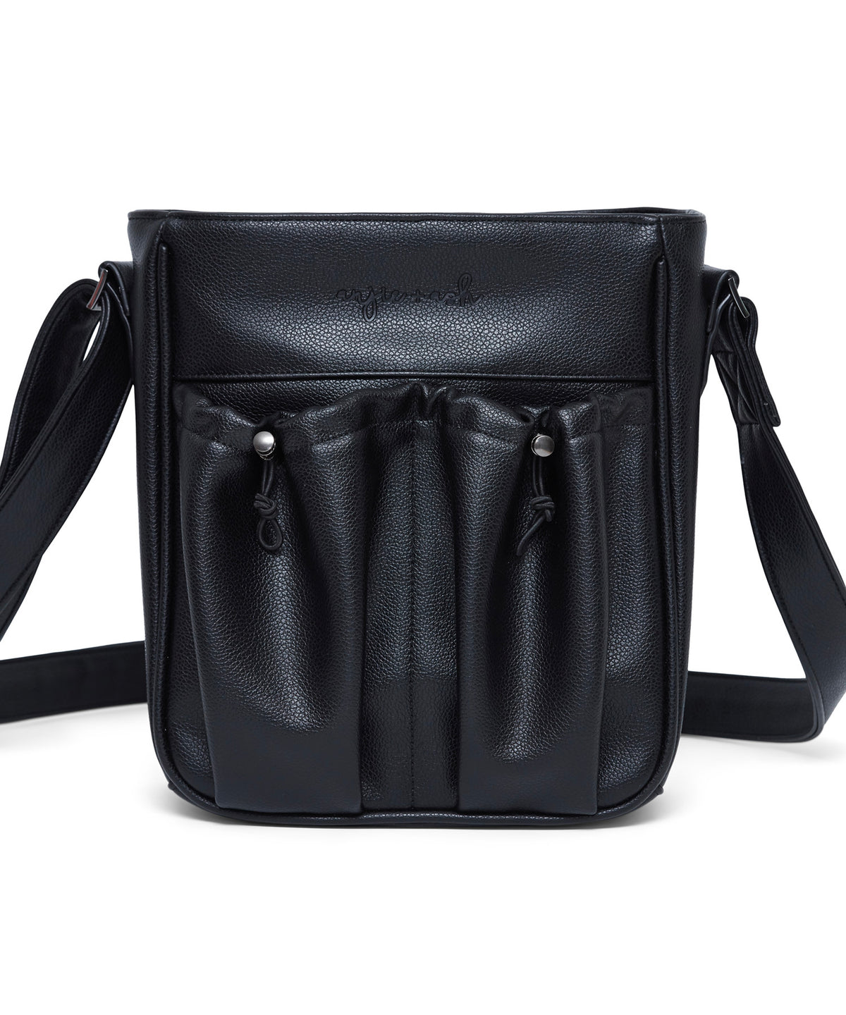 Crossbody Parent Bag for Mom and Dad- Black Vegan Leather — anjie + ash