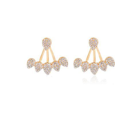 The Aliya Crystal Leaves 3-in-1 Earrings