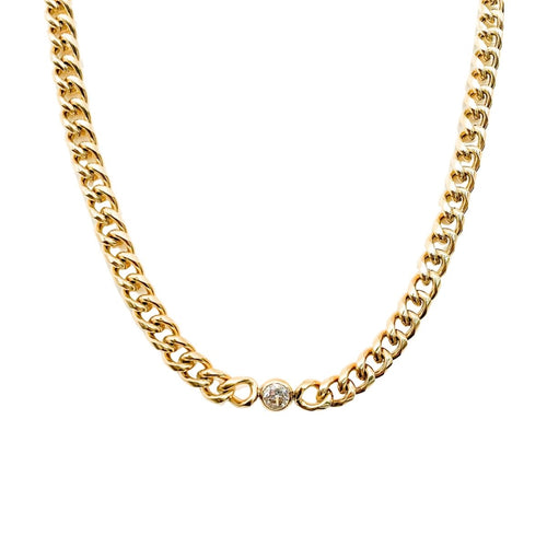 The Damian Mini Chain Necklace with Crystal