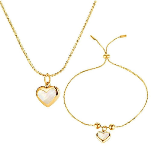 The J’adore Heart Pendent Necklace + Bracelet Bundle