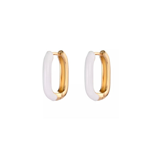 The Kat Gold & White Hoop Earrings