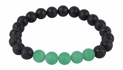 Black Lava Rock and Matte Green Aventurine Essential Oil [Diffuser] Bracelet