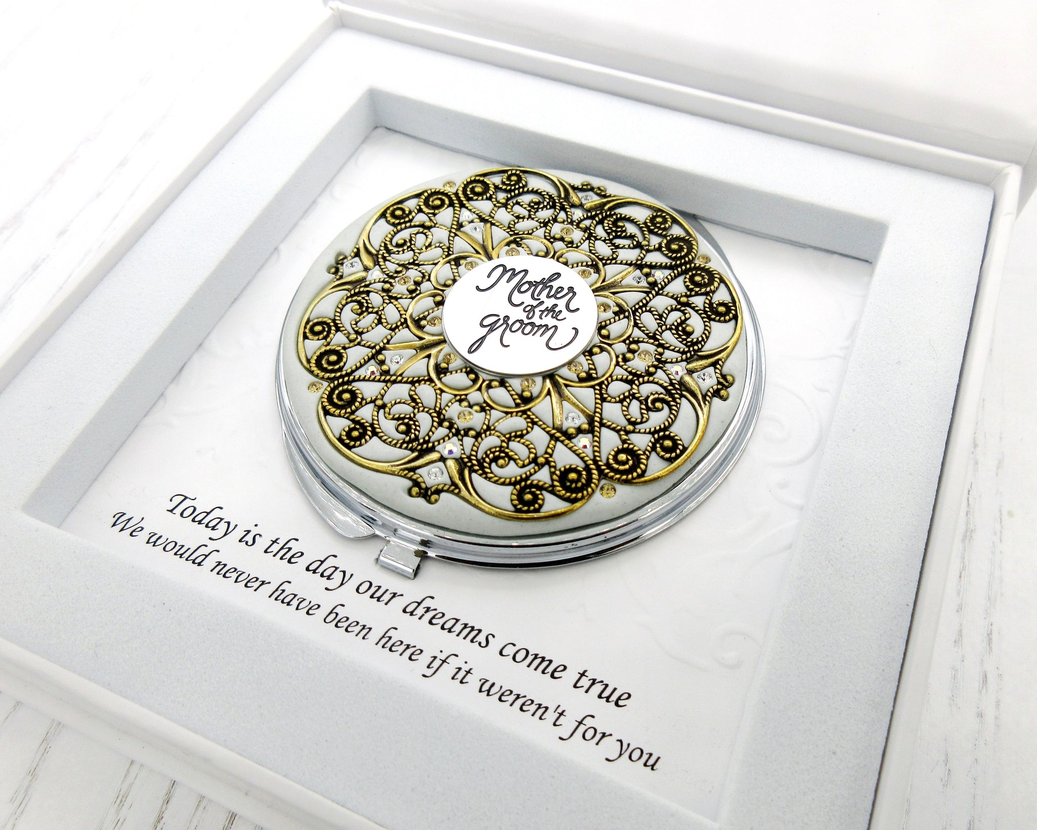 mother of the groom bride Makeup Bag Compact mirror Bracelet