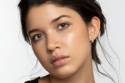 Latinx model Mariana wearing natural makeup look from Fall 2020 photoshoot