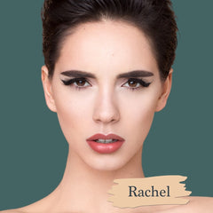 Pale light skin model wearing Rachel foundation shade for Essential natural foundation