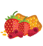 Strawberries, raspberries and honeycomb