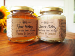 Raw honey and creamed raw honey from Two Busy Bees Honey