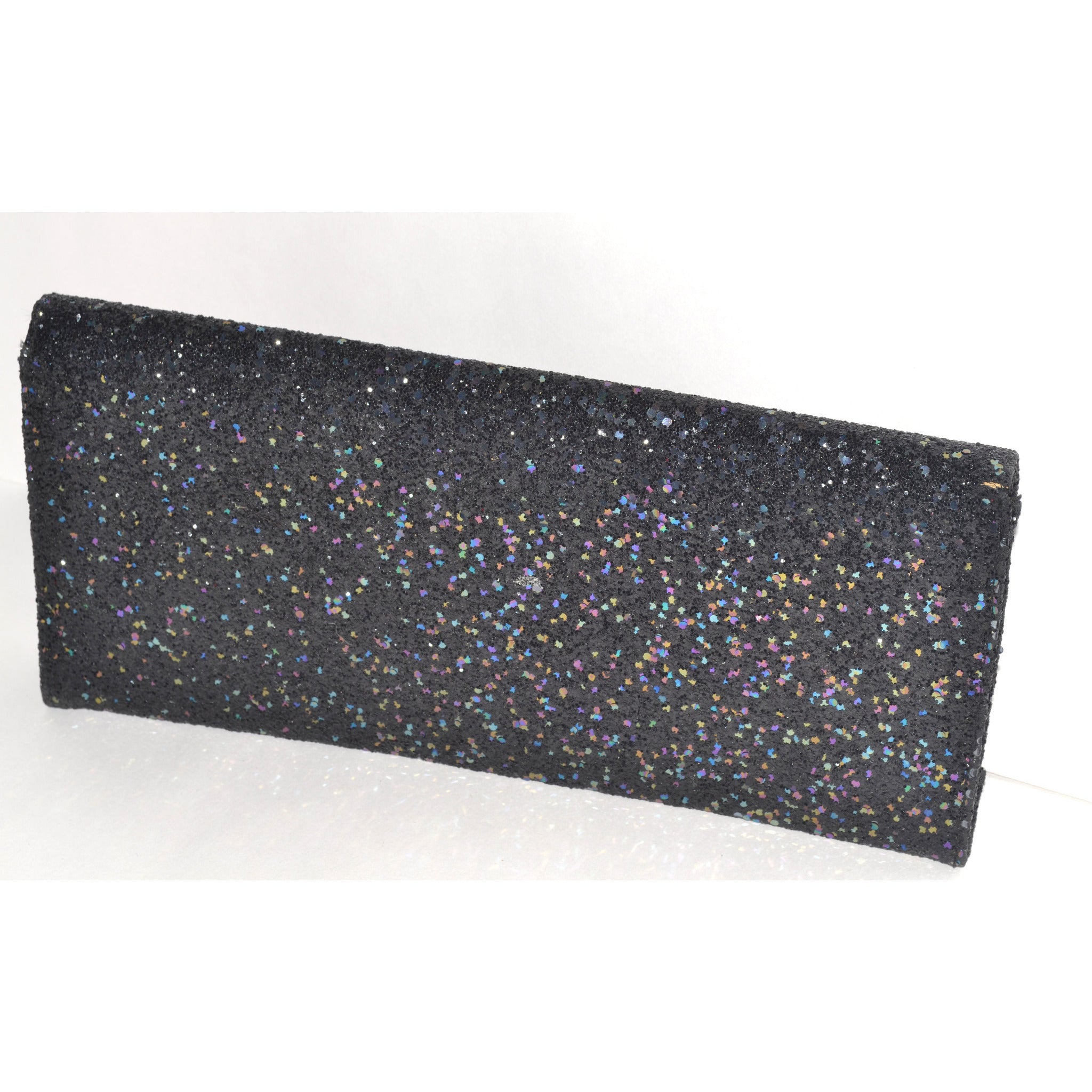 black glitter clutch purse