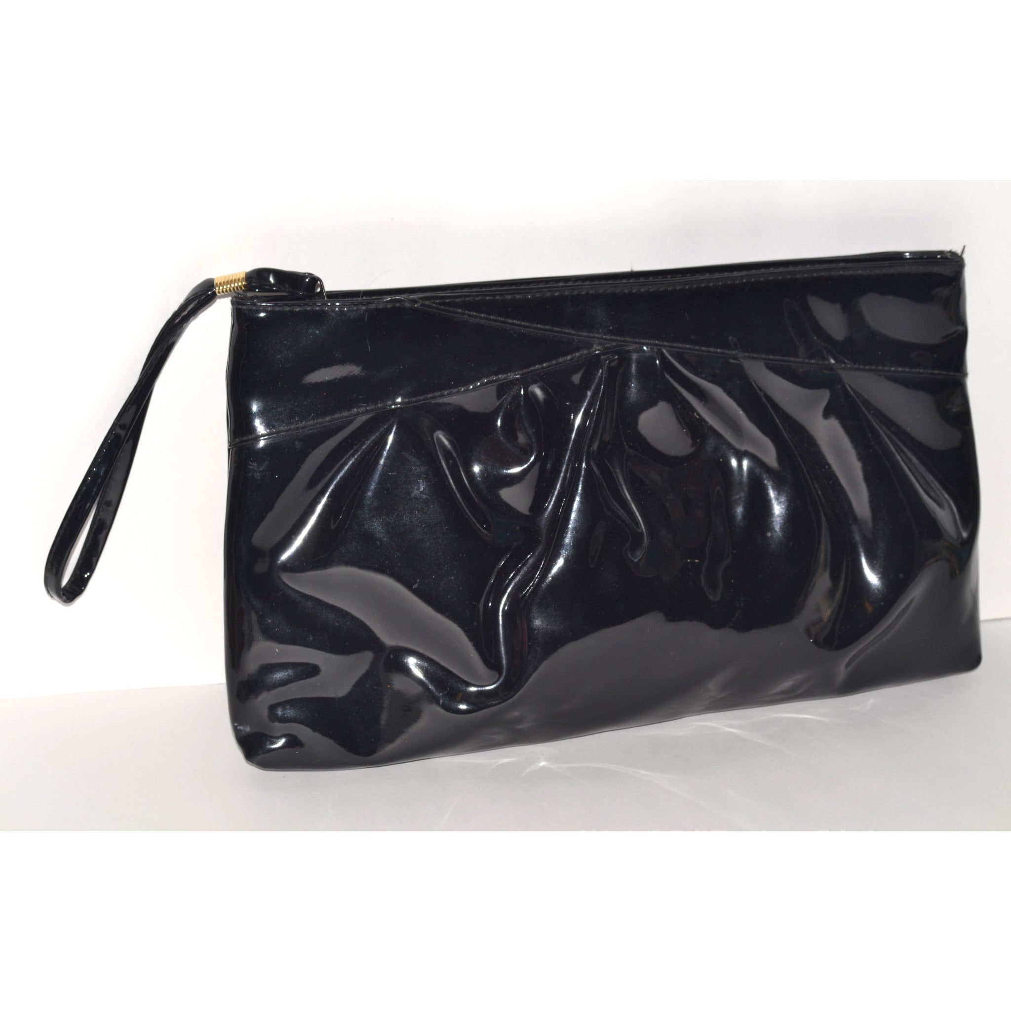 black patent leather clutch purse