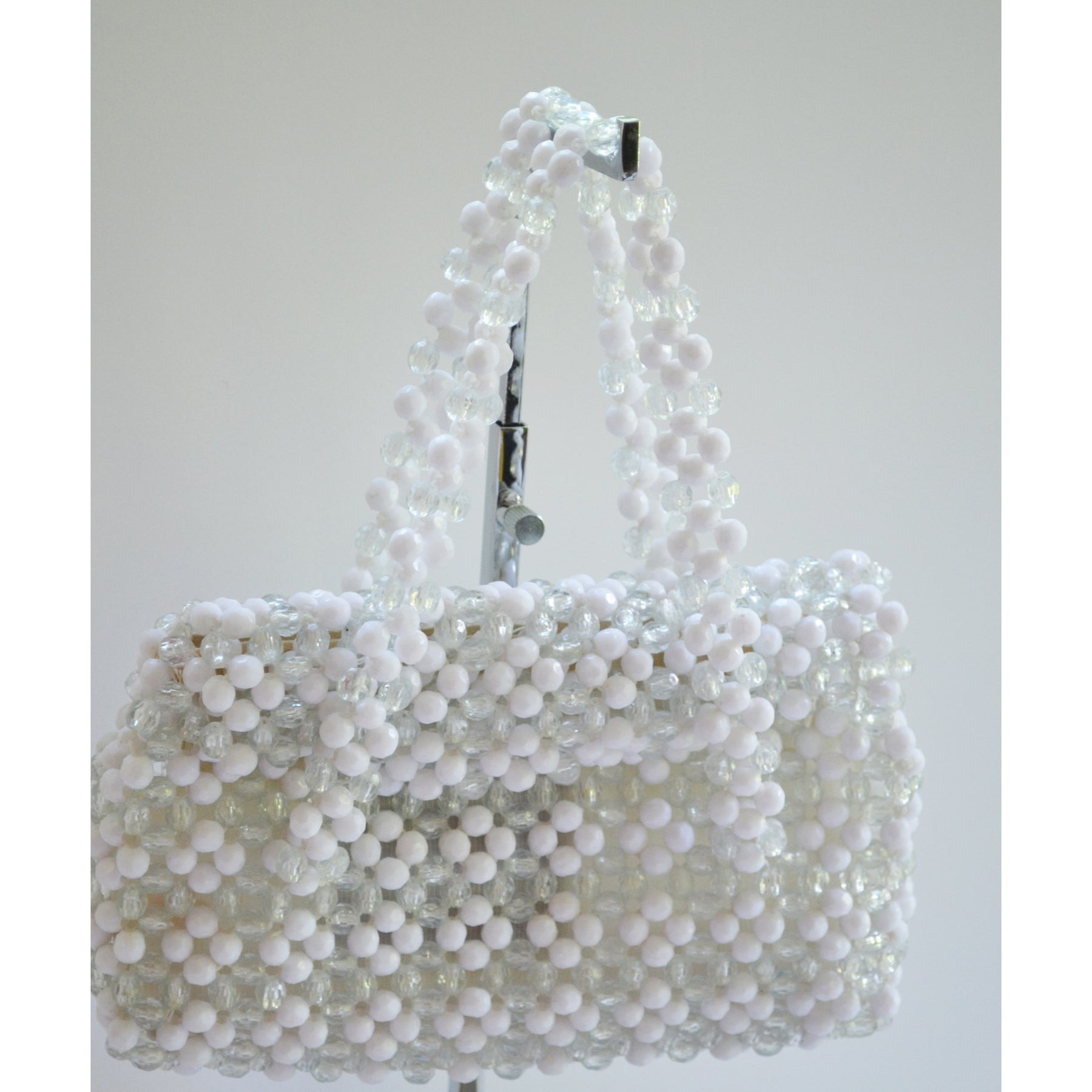 Vintage White Plastic Beaded Purse – Quirky Finds