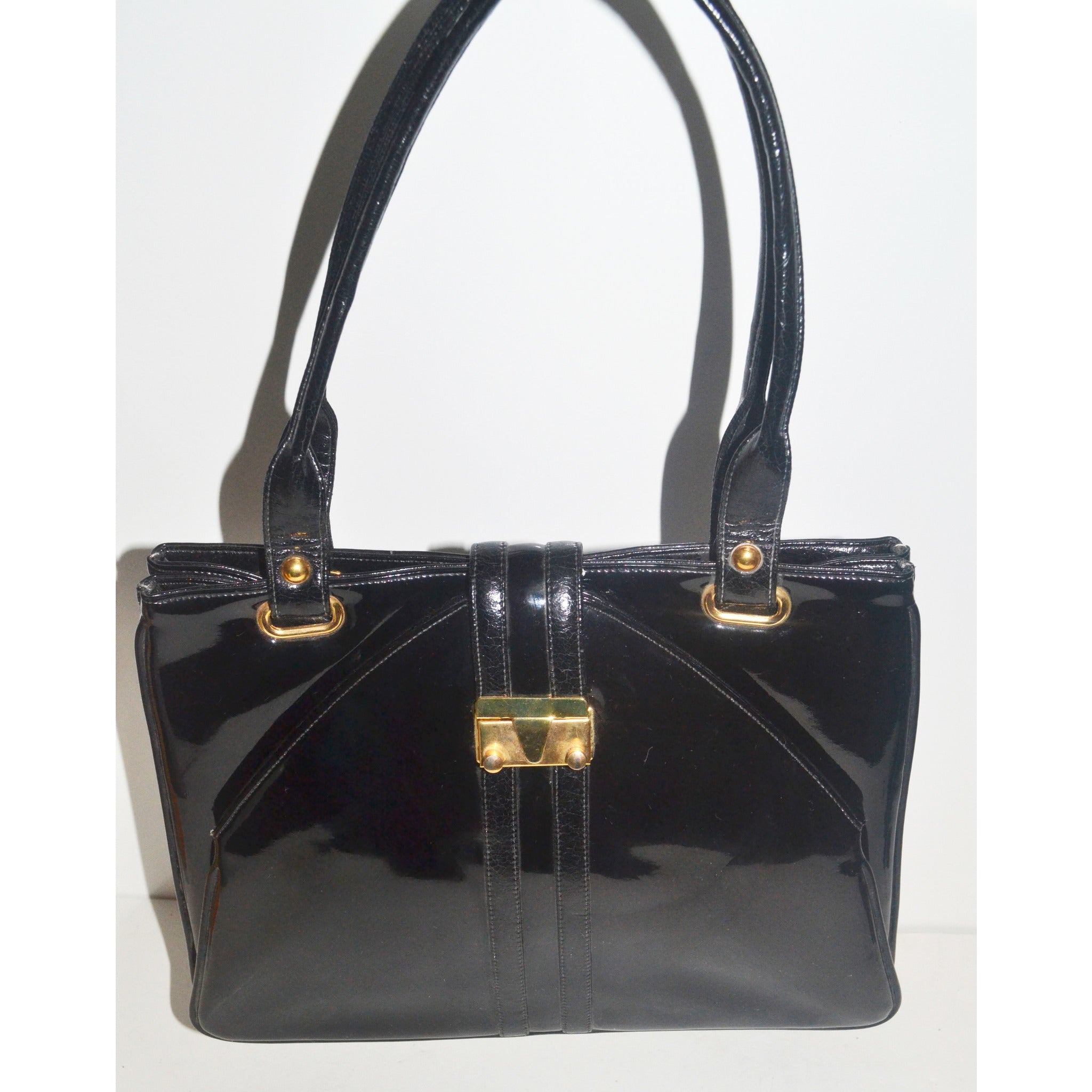 vintage black patent leather handbags