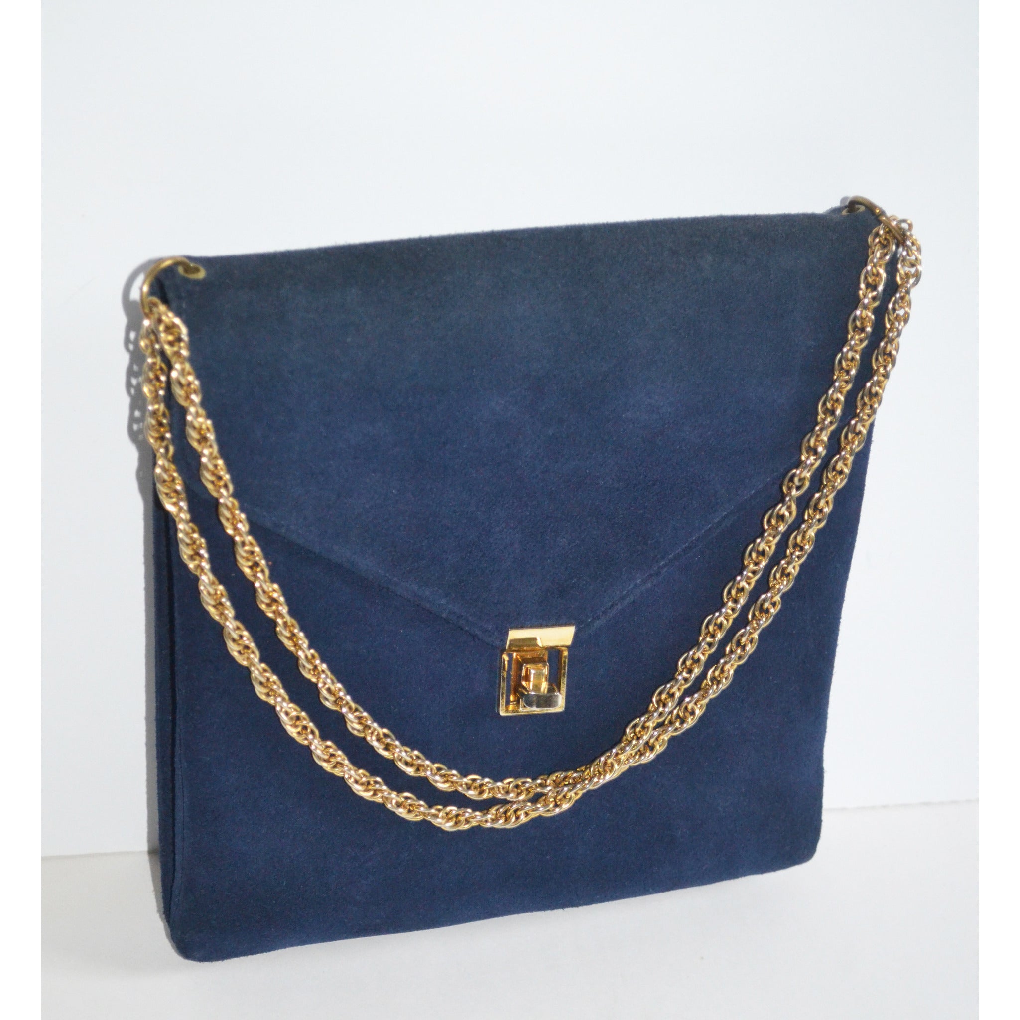 navy suede purse