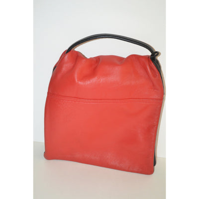 Vintage Reversible Red & Black Leather Pouch Purse