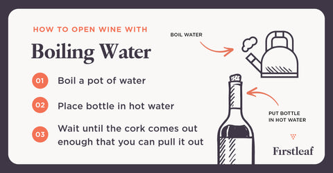 how to open a wine bottle with boiling water