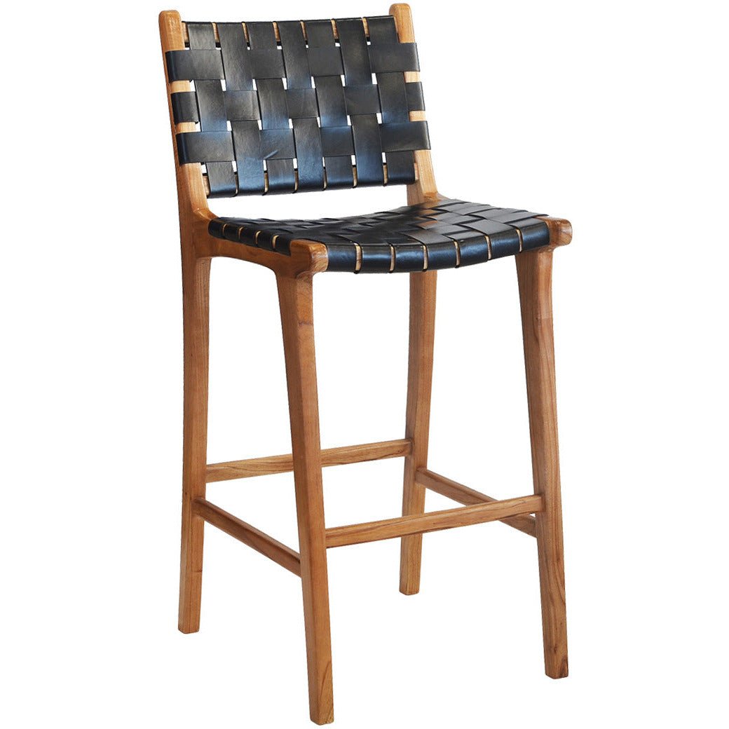 BARSTOOL BLACK WOOD & LEATHER