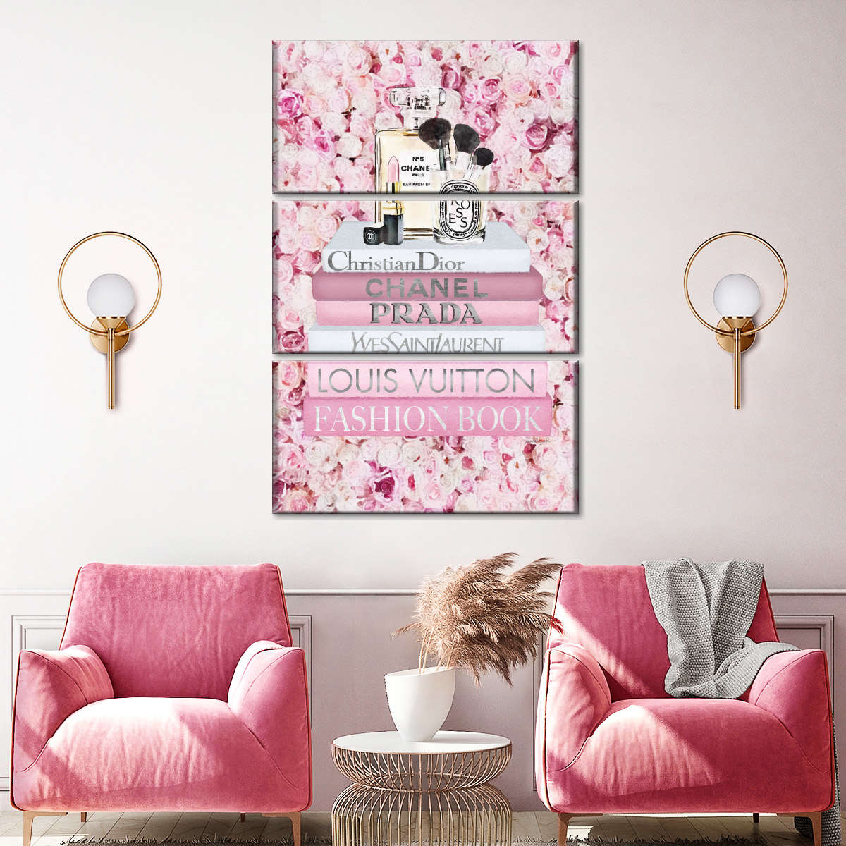 Bookstack Peony Pink Wall Art, Canvas Prints, Framed Prints, Wall Peels