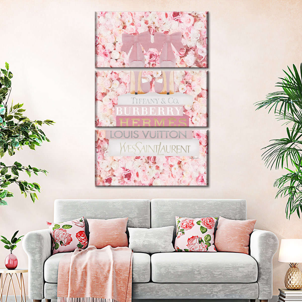 Blush Fashion Books On Peach Flower Art: Canvas Prints, Frames